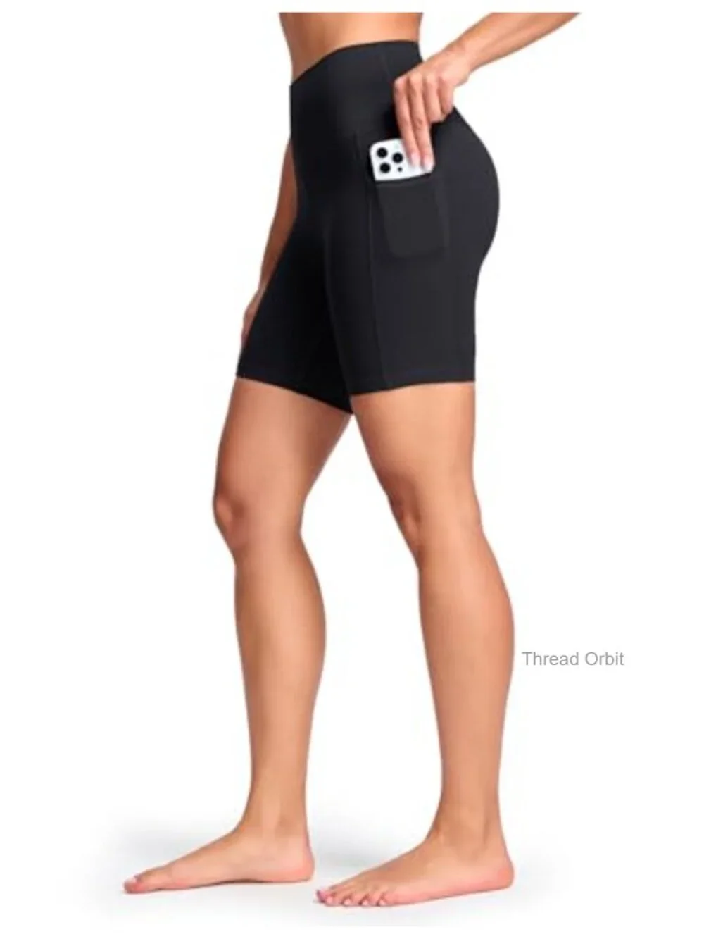 High Waisted Biker Shorts with Pockets Nylon Blend Tummy Control Workout Yoga